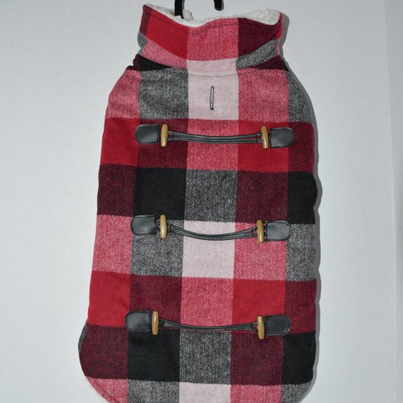 Hotel Doggy  Plaid Melton Coat  in  Cranberry Red  Size: LARGE  #DJ00199DI   NWT - Picture 1 of 5